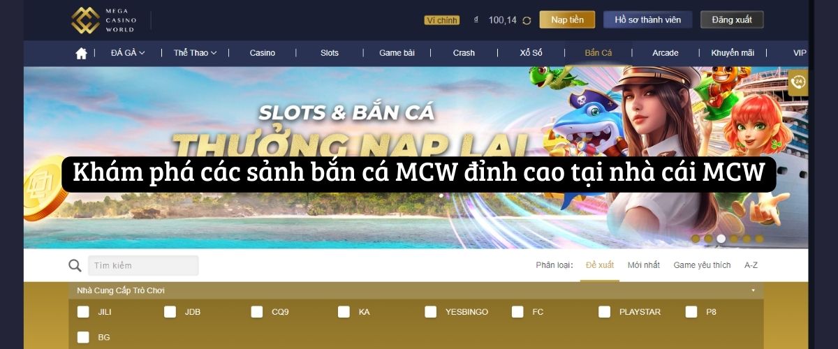 Khám phá các sảnh bắn cá MCW đỉnh cao tại nhà cái MCW