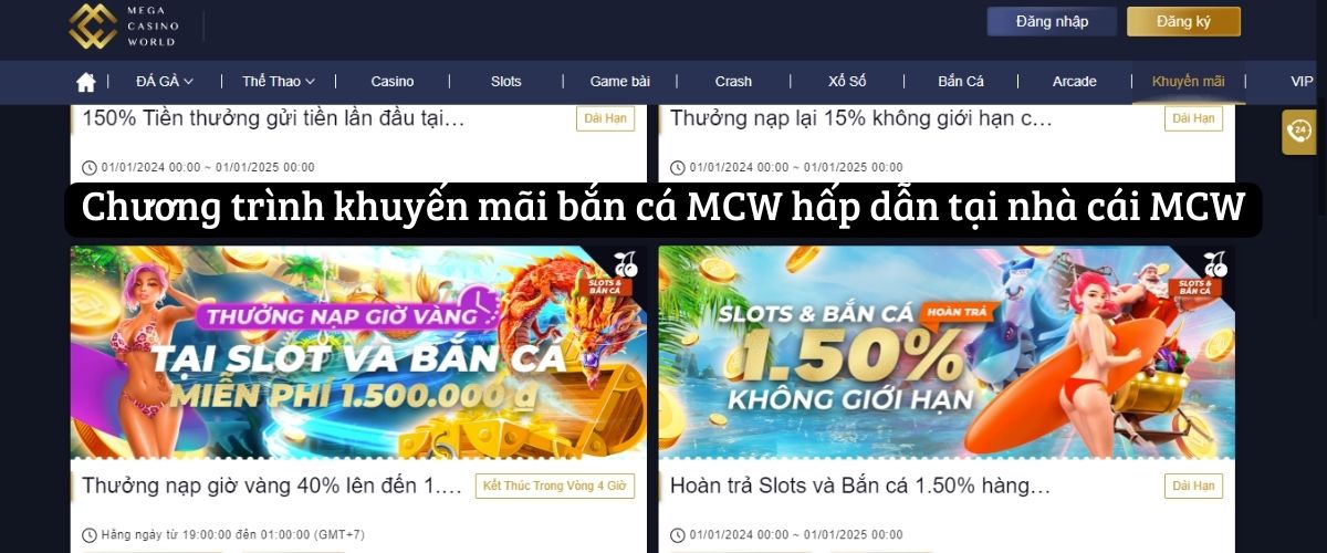 Chương trình khuyến mãi bắn cá MCW hấp dẫn tại nhà cái MCW