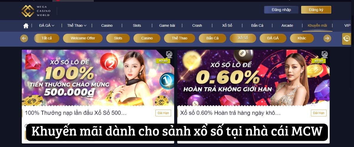 Khuyến mãi dành cho sảnh xổ số tại nhà cái MCW